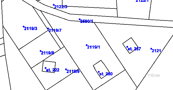 Parcela st. 2119/1 v KÚ Hynčina, Katastrální mapa