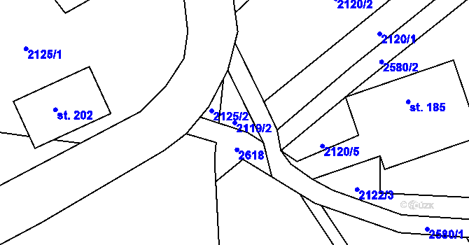 Parcela st. 2119/2 v KÚ Hynčina, Katastrální mapa