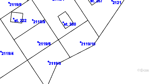 Parcela st. 2119/10 v KÚ Hynčina, Katastrální mapa