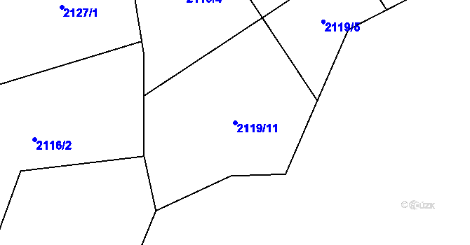 Parcela st. 2119/11 v KÚ Hynčina, Katastrální mapa