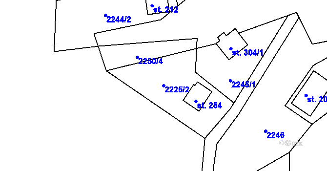 Parcela st. 2225/2 v KÚ Hynčina, Katastrální mapa