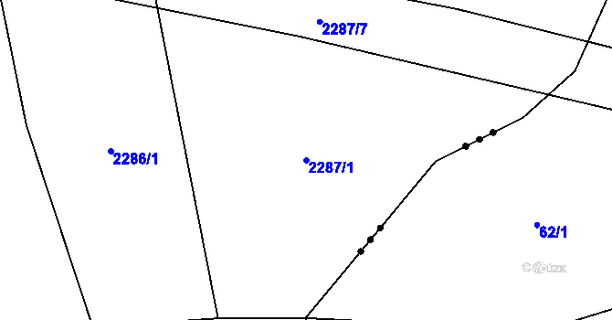 Parcela st. 2287/1 v KÚ Hynčina, Katastrální mapa