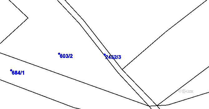 Parcela st. 2452/3 v KÚ Hynčina, Katastrální mapa