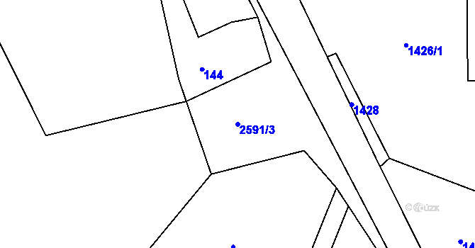 Parcela st. 2591/3 v KÚ Hynčina, Katastrální mapa