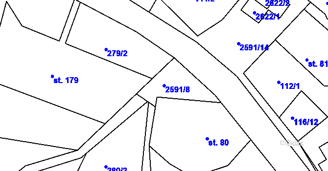 Parcela st. 2591/8 v KÚ Hynčina, Katastrální mapa