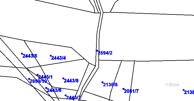 Parcela st. 2594/2 v KÚ Hynčina, Katastrální mapa
