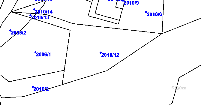 Parcela st. 2010/12 v KÚ Hynčina, Katastrální mapa
