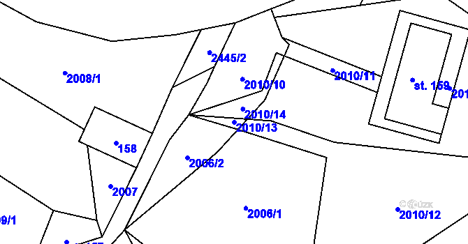 Parcela st. 2010/13 v KÚ Hynčina, Katastrální mapa