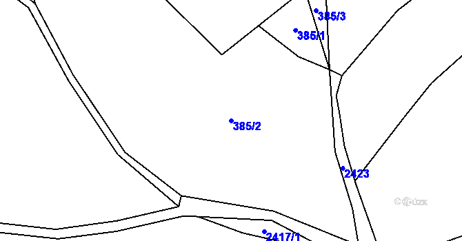 Parcela st. 385/2 v KÚ Hynčina, Katastrální mapa
