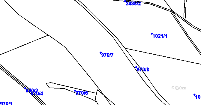 Parcela st. 970/7 v KÚ Hynčina, Katastrální mapa