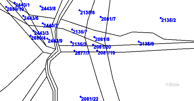 Parcela st. 2081/19 v KÚ Hynčina, Katastrální mapa
