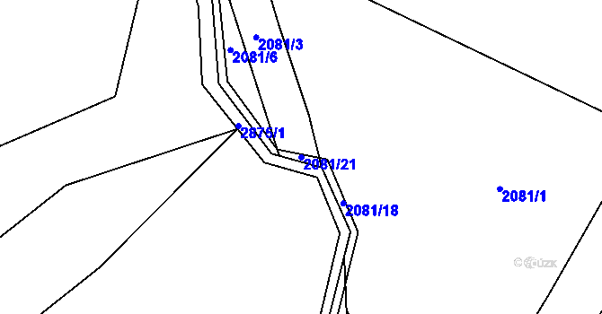 Parcela st. 2081/21 v KÚ Hynčina, Katastrální mapa