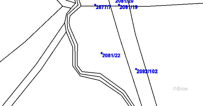 Parcela st. 2081/22 v KÚ Hynčina, Katastrální mapa