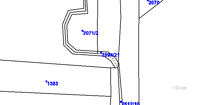 Parcela st. 2594/21 v KÚ Hynčina, Katastrální mapa