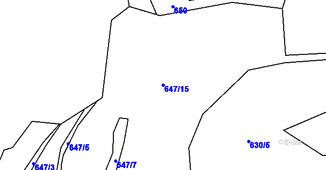 Parcela st. 647/15 v KÚ Hynčina, Katastrální mapa