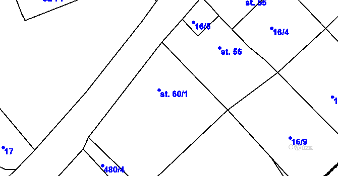 Parcela st. 60/1 v KÚ Hyršov, Katastrální mapa
