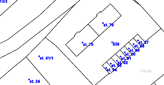 Parcela st. 79 v KÚ Hyršov, Katastrální mapa