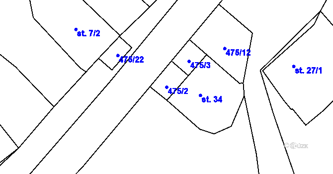 Parcela st. 475/2 v KÚ Hyršov, Katastrální mapa
