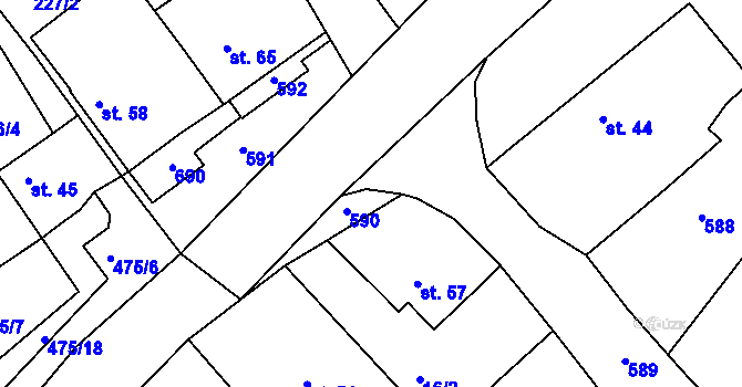 Parcela st. 475/5 v KÚ Hyršov, Katastrální mapa
