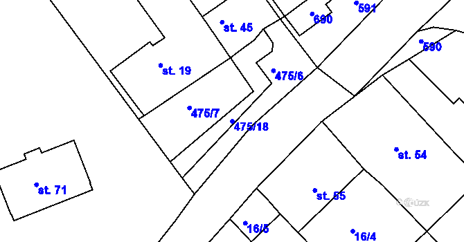 Parcela st. 475/18 v KÚ Hyršov, Katastrální mapa