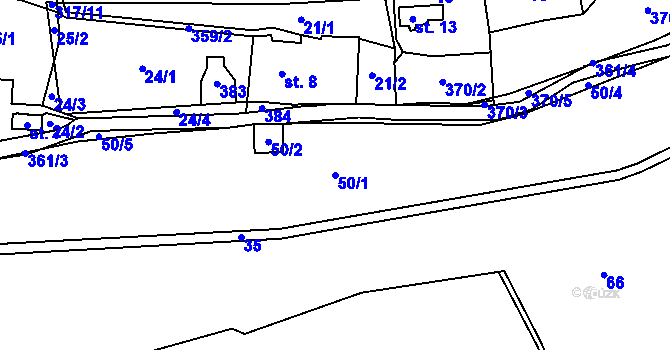 Parcela st. 50/1 v KÚ Pláně na Šumavě, Katastrální mapa