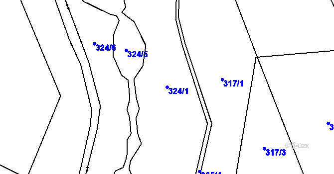 Parcela st. 324/1 v KÚ Pláně na Šumavě, Katastrální mapa