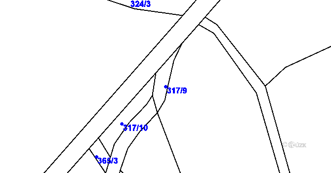 Parcela st. 317/9 v KÚ Pláně na Šumavě, Katastrální mapa