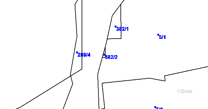 Parcela st. 382/2 v KÚ Pláně na Šumavě, Katastrální mapa
