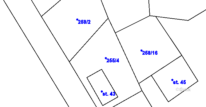 Parcela st. 255/4 v KÚ Pomezí na Šumavě, Katastrální mapa