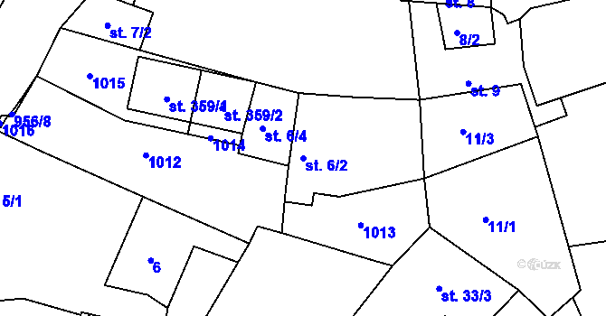 Parcela st. 6/2 v KÚ Hýskov, Katastrální mapa