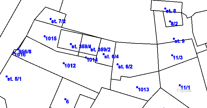 Parcela st. 6/4 v KÚ Hýskov, Katastrální mapa