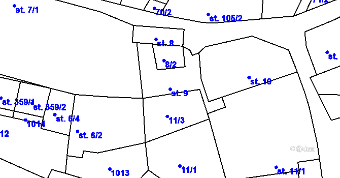 Parcela st. 9 v KÚ Hýskov, Katastrální mapa