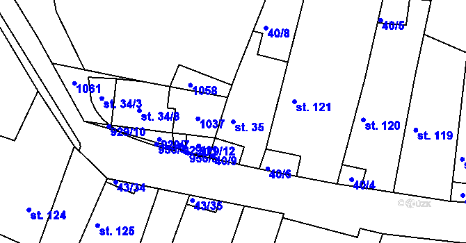 Parcela st. 35 v KÚ Hýskov, Katastrální mapa