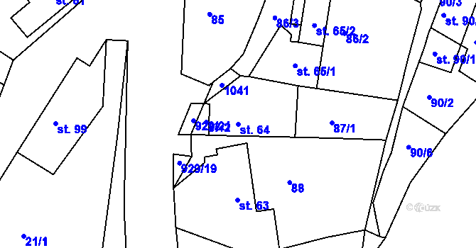 Parcela st. 64 v KÚ Hýskov, Katastrální mapa