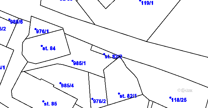 Parcela st. 82/2 v KÚ Hýskov, Katastrální mapa