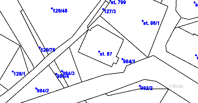 Parcela st. 87 v KÚ Hýskov, Katastrální mapa