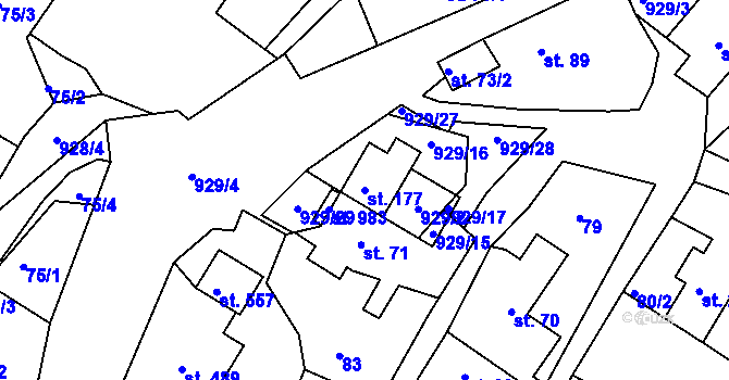 Parcela st. 177 v KÚ Hýskov, Katastrální mapa