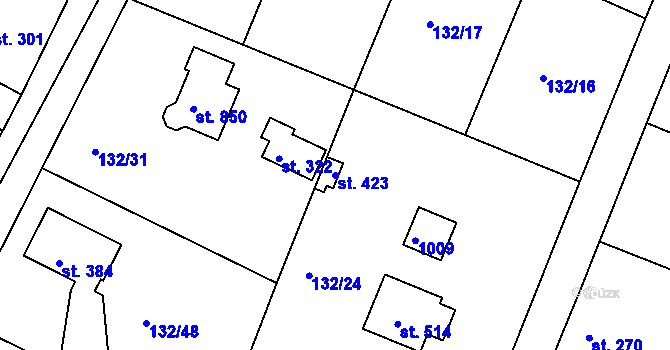 Parcela st. 423 v KÚ Hýskov, Katastrální mapa