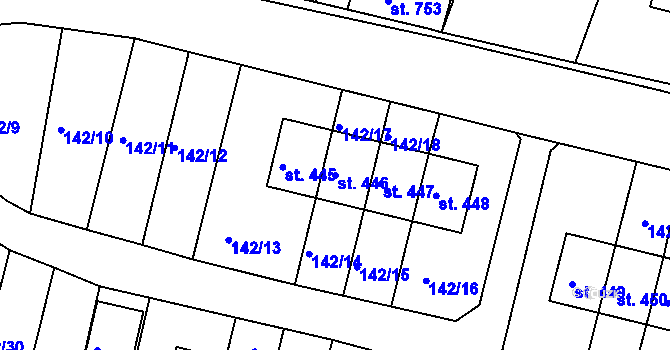 Parcela st. 446 v KÚ Hýskov, Katastrální mapa
