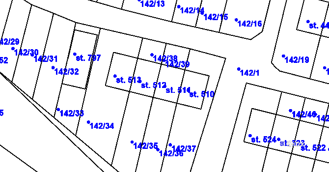 Parcela st. 511 v KÚ Hýskov, Katastrální mapa