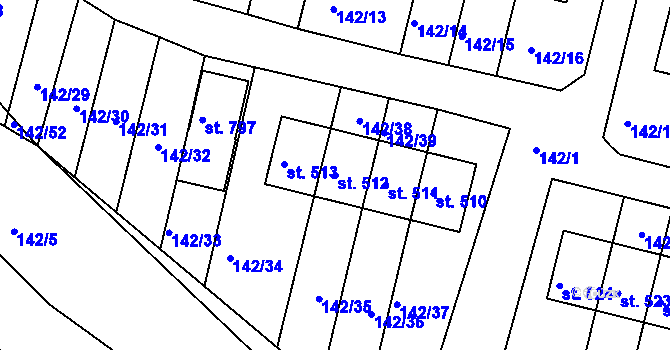 Parcela st. 512 v KÚ Hýskov, Katastrální mapa