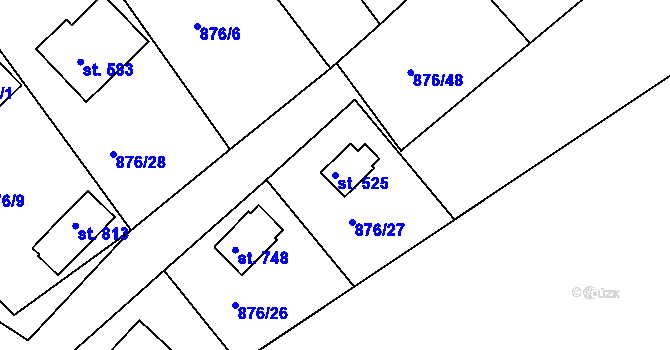 Parcela st. 525 v KÚ Hýskov, Katastrální mapa