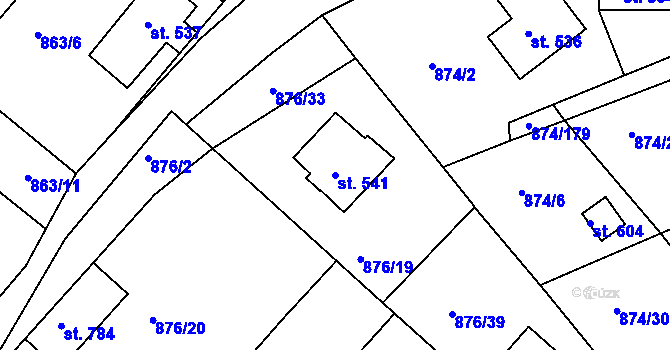 Parcela st. 541 v KÚ Hýskov, Katastrální mapa