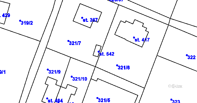 Parcela st. 542 v KÚ Hýskov, Katastrální mapa