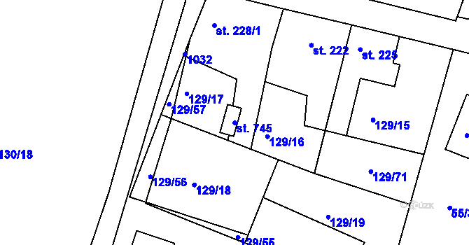Parcela st. 745 v KÚ Hýskov, Katastrální mapa