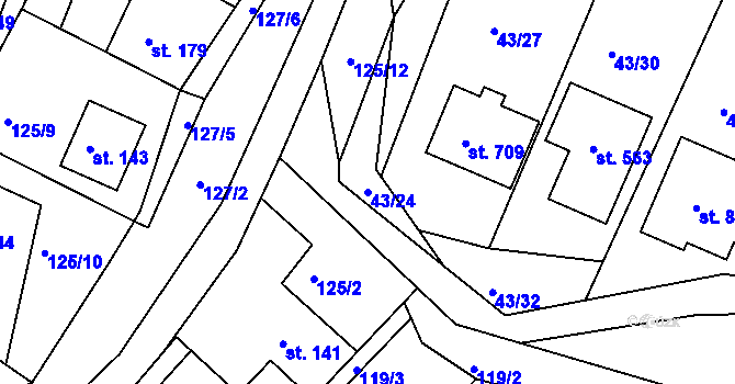 Parcela st. 43/24 v KÚ Hýskov, Katastrální mapa
