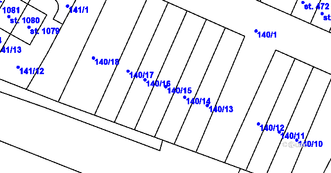 Parcela st. 140/15 v KÚ Hýskov, Katastrální mapa