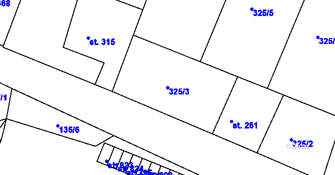 Parcela st. 325/3 v KÚ Hýskov, Katastrální mapa