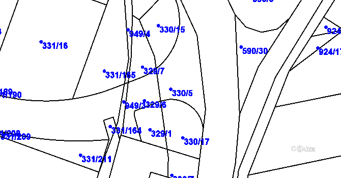 Parcela st. 330/5 v KÚ Hýskov, Katastrální mapa