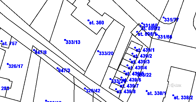 Parcela st. 333/20 v KÚ Hýskov, Katastrální mapa